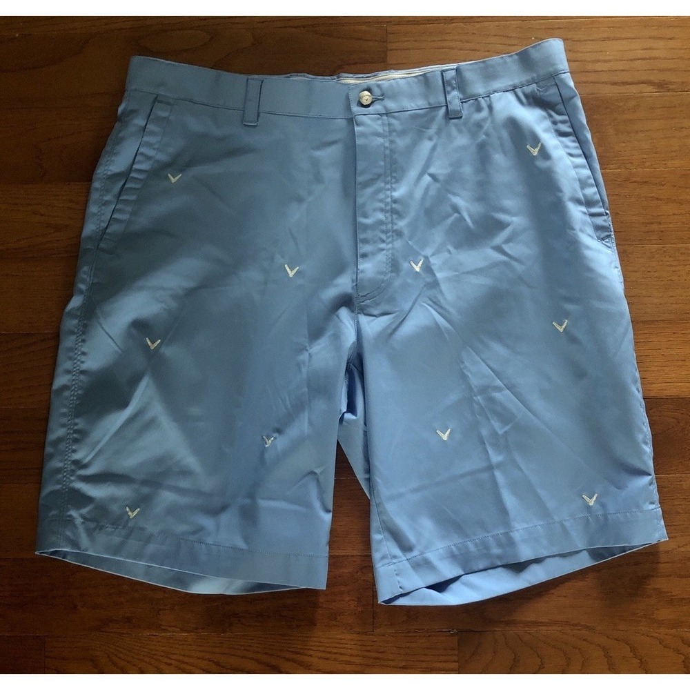 Callaway Golf Shorts Men's 38 Blue Logo Performance Wear Stretch Inseam 10